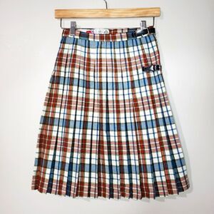 Rally Klad Small Wool Red Blue Plaid Tartan Scottish Kilt Skirt